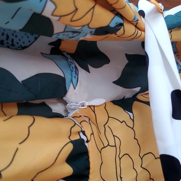 Forever U Collection Asymmetric Dress Bright Floral and Polkadot Mix - Picture 5 of 6